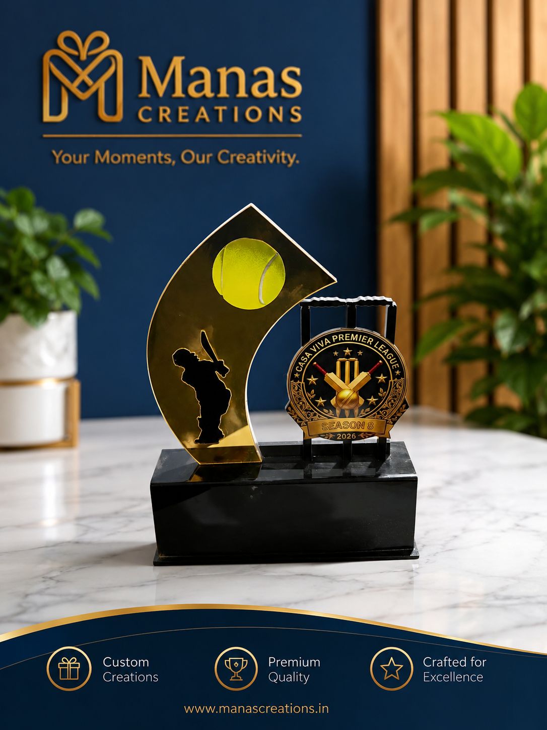 Manas Creations Cricket Trophy - Classic